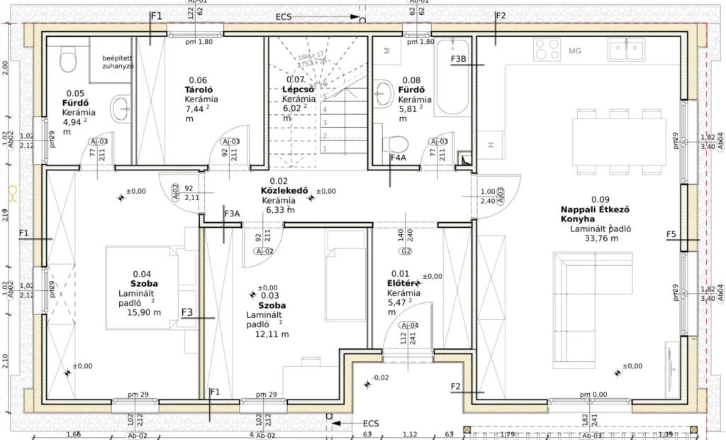 Léda liget alaprajz, földszint